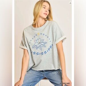 Umgee Round Neck French Terry Top Mississippi